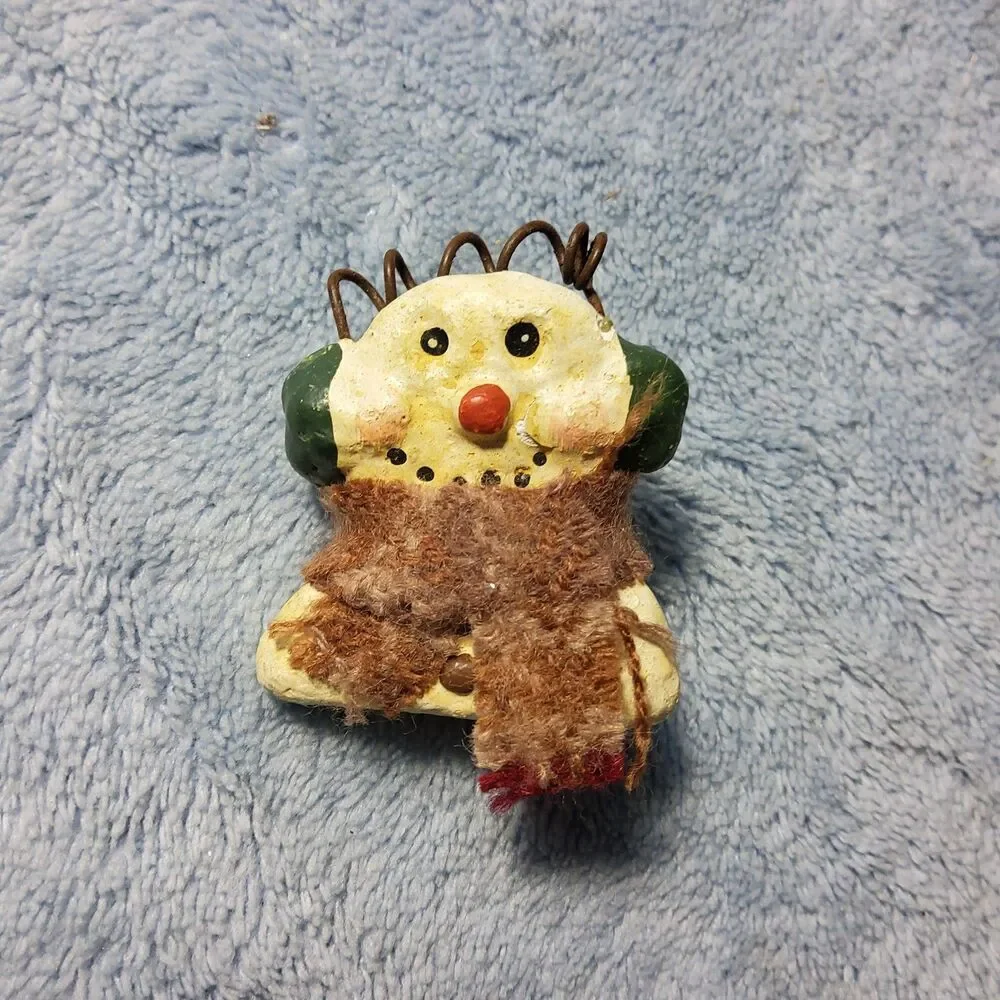 NEW Primitives by Kathy Sylvia Anderson Snowman Pin Brooch Wire Hair Scarf 2